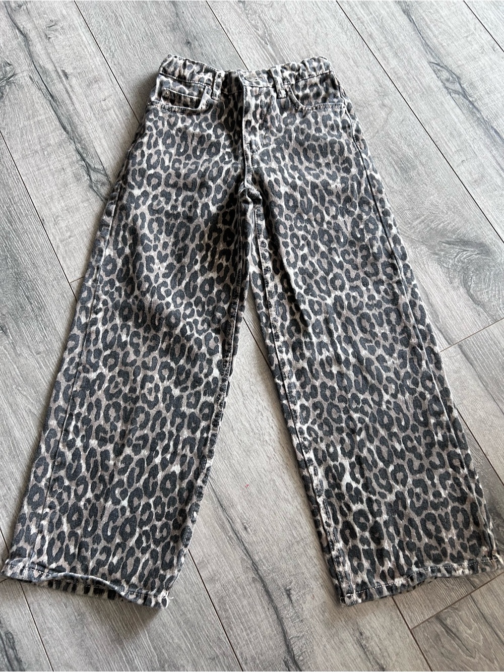 Zara Leopard-Print Wide Leg Jeans